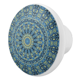 Boho Abstract Groovy Van Gogh Starry Night Mandala Ceramic Knob