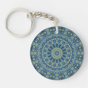 Boho Abstract Groovy Van Gogh Starry Night Mandala Key Ring