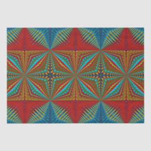   Boho Abstract Hippie Cool Red Blue Ethnic Trippy Tissue Paper