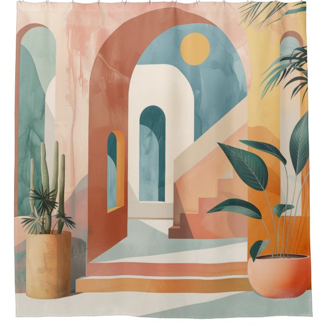 Boho Abstract Landscape (10) Shower Curtain (Front)