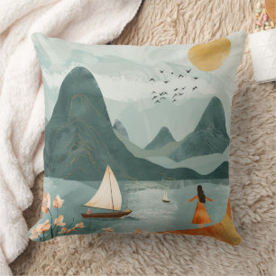 Boho Abstract Landscape (11) Cushion