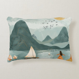 Boho Abstract Landscape (11) Decorative Cushion