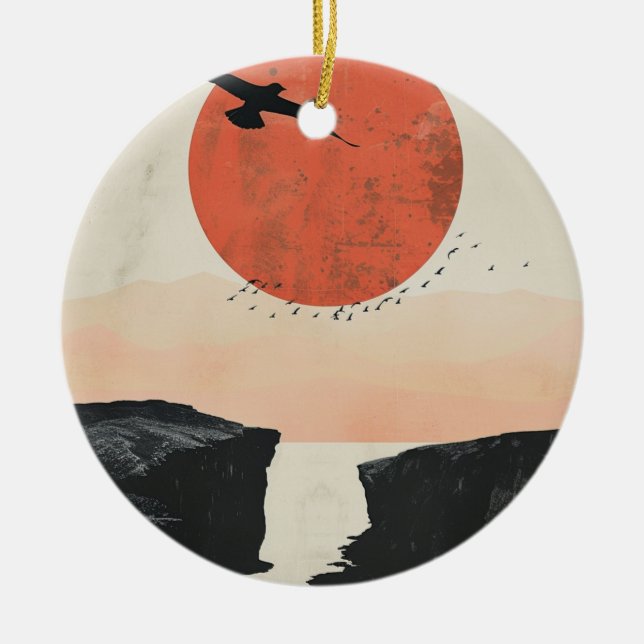 Boho Abstract Landscape (12) Ceramic Tree Decoration (Front)