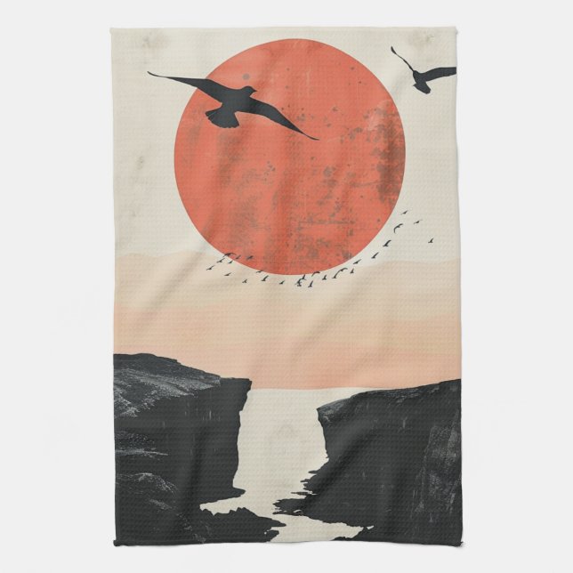 Boho Abstract Landscape (12) Tea Towel (Vertical)