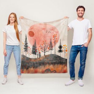 Boho Abstract Landscape (13) Fleece Blanket