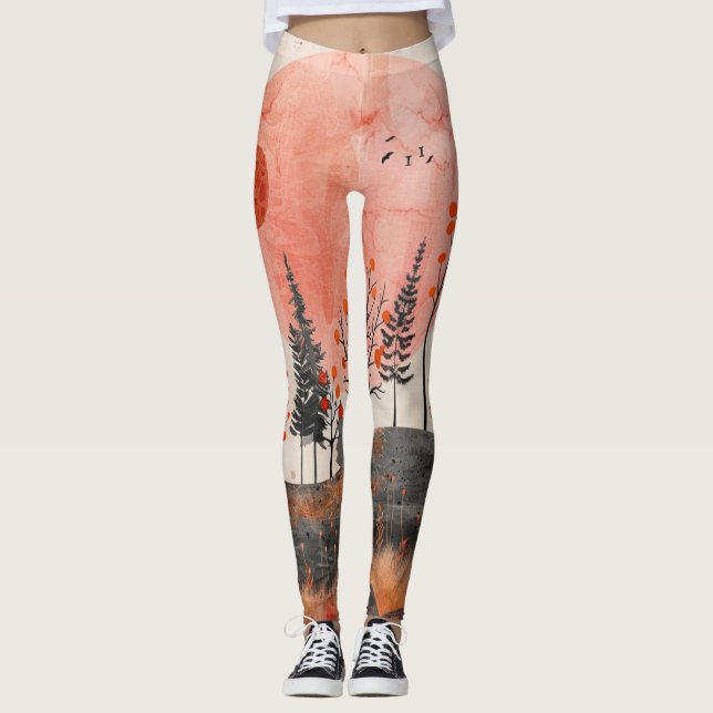 Boho Abstract Landscape (13) Leggings (Front)