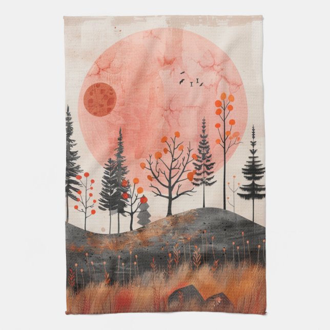 Boho Abstract Landscape (13) Tea Towel (Vertical)