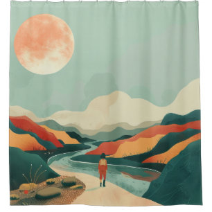 Boho Abstract Landscape (14) Shower Curtain