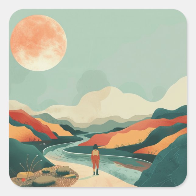 Boho Abstract Landscape (14) Square Sticker (Front)