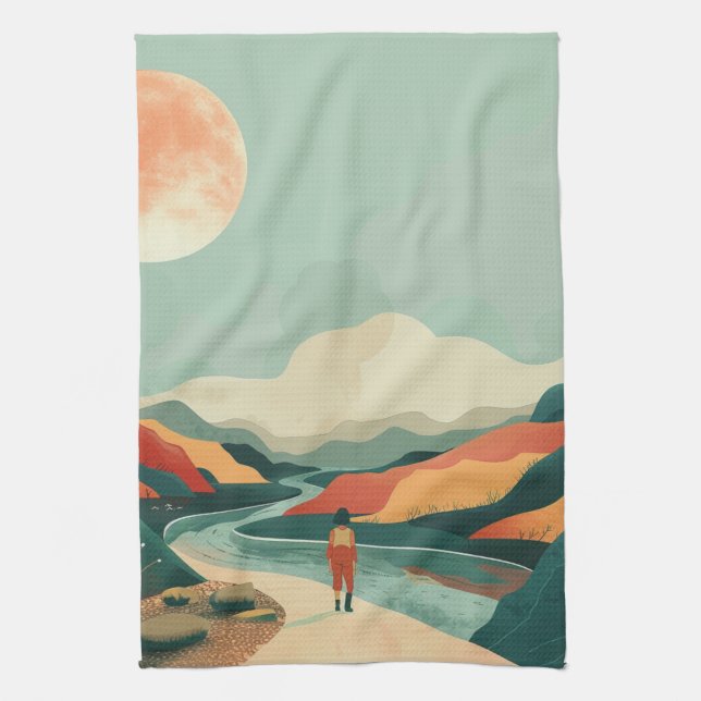 Boho Abstract Landscape (14) Tea Towel (Vertical)