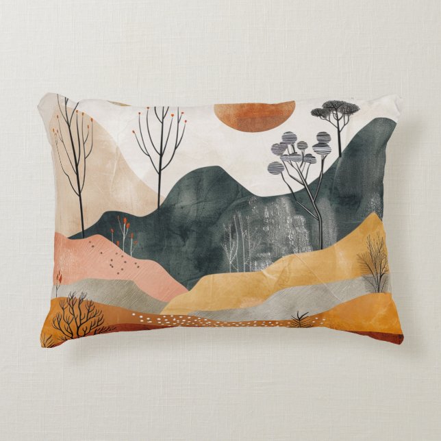 Boho Abstract Landscape (15) Decorative Cushion (Front)