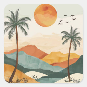 Boho Abstract Landscape (16) Square Sticker