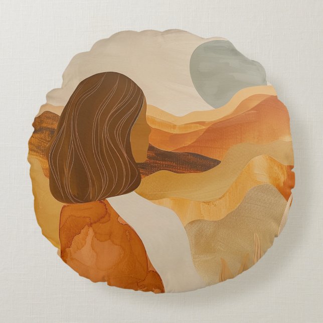 Boho Abstract Landscape (17) Round Cushion (Front)