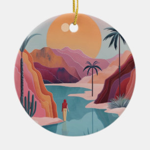 Boho Abstract Landscape (18) Ceramic Tree Decoration