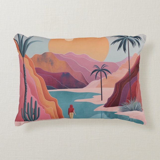 Boho Abstract Landscape (18) Decorative Cushion (Front)