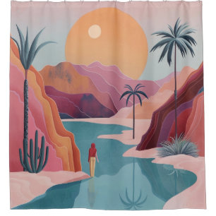 Boho Abstract Landscape (18) Shower Curtain