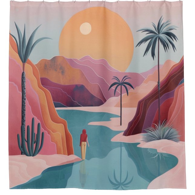 Boho Abstract Landscape (18) Shower Curtain (Front)