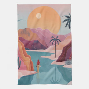 Boho Abstract Landscape (18) Tea Towel