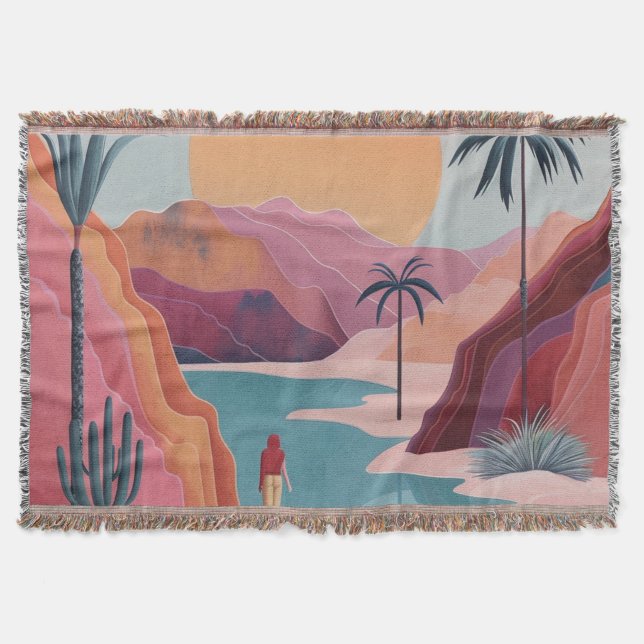 Boho Abstract Landscape (18) Throw Blanket (Front)
