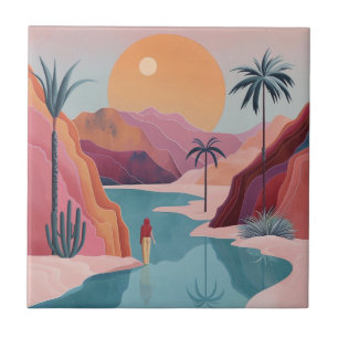 Boho Abstract Landscape (18) Tile