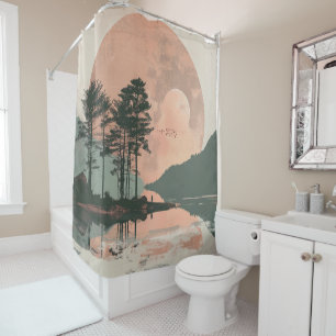 Boho Abstract Landscape (1) Shower Curtain