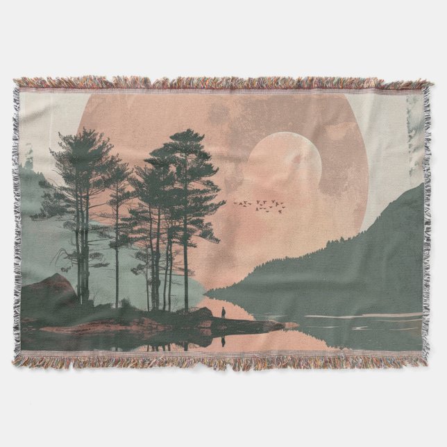 Boho Abstract Landscape (1) Throw Blanket (Front)