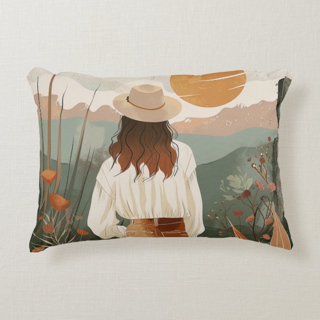 Boho Abstract Landscape (20) Decorative Cushion (Front)