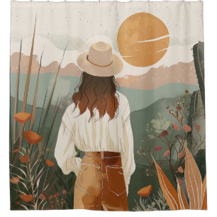 Boho Abstract Landscape (20) Shower Curtain
