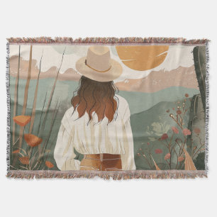 Boho Abstract Landscape (20) Throw Blanket