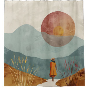 Boho Abstract Landscape (23) Shower Curtain