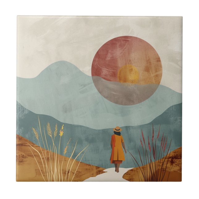Boho Abstract Landscape (23) Tile (Front)