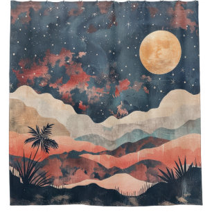 Boho Abstract Landscape (24) Shower Curtain