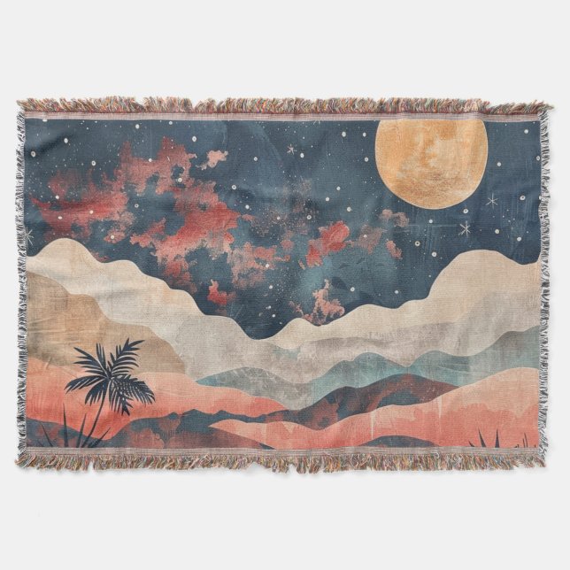 Boho Abstract Landscape (24) Throw Blanket (Front)