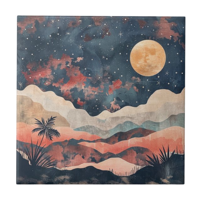Boho Abstract Landscape (24) Tile (Front)