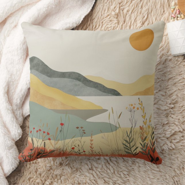 Boho Abstract Landscape (25) Cushion (Blanket)