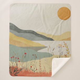 Boho Abstract Landscape (25) Sherpa Blanket