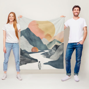 Boho Abstract Landscape (2) Fleece Blanket