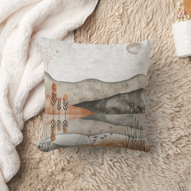 Boho Abstract Landscape (3) Cushion (Blanket)