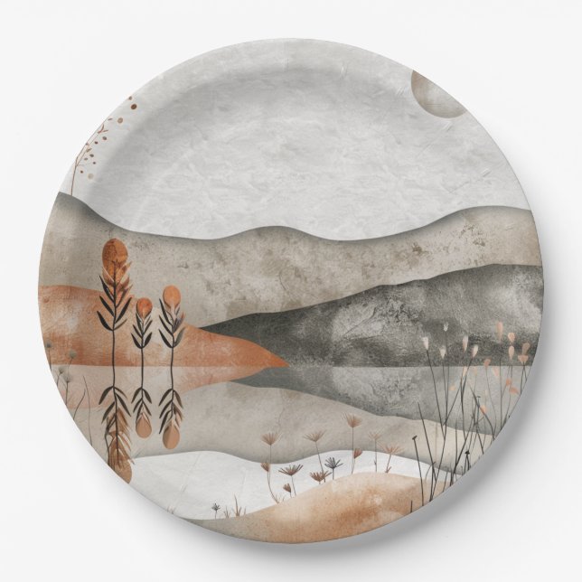 Boho Abstract Landscape (3) Paper Plate (Front)