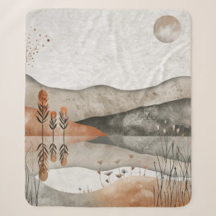 Boho Abstract Landscape (3) Sherpa Blanket