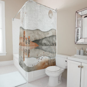 Boho Abstract Landscape (3) Shower Curtain