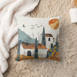Boho Abstract Landscape (4) Cushion