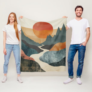 Boho Abstract Landscape (5) Fleece Blanket