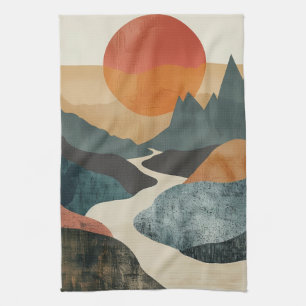 Boho Abstract Landscape (5) Tea Towel