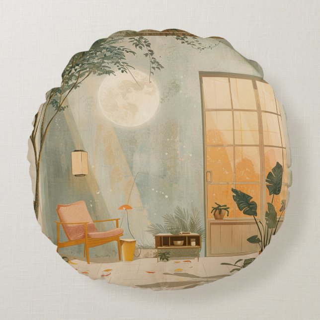 Boho Abstract Landscape (6) Round Cushion (Front)