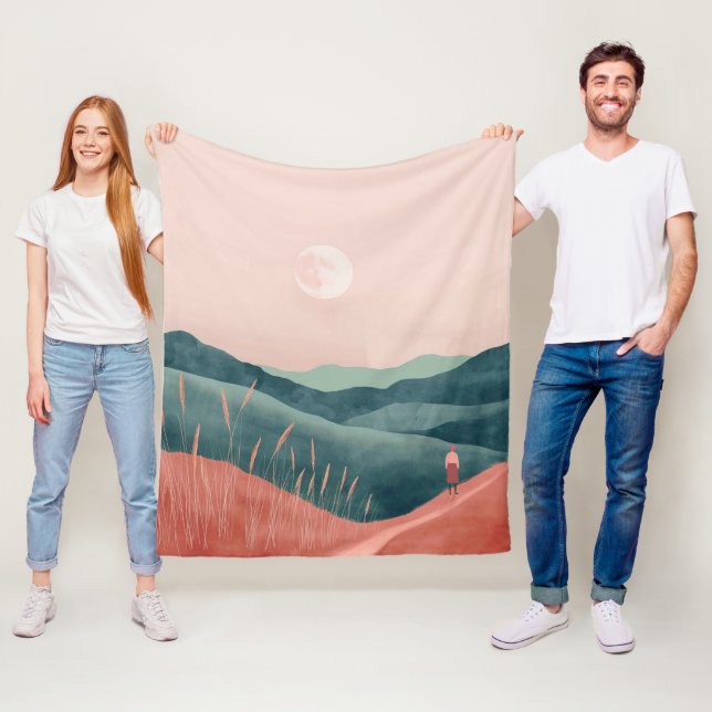 Boho Abstract Landscape (7) Fleece Blanket (In Situ)