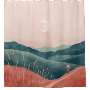 Boho Abstract Landscape (7) Shower Curtain