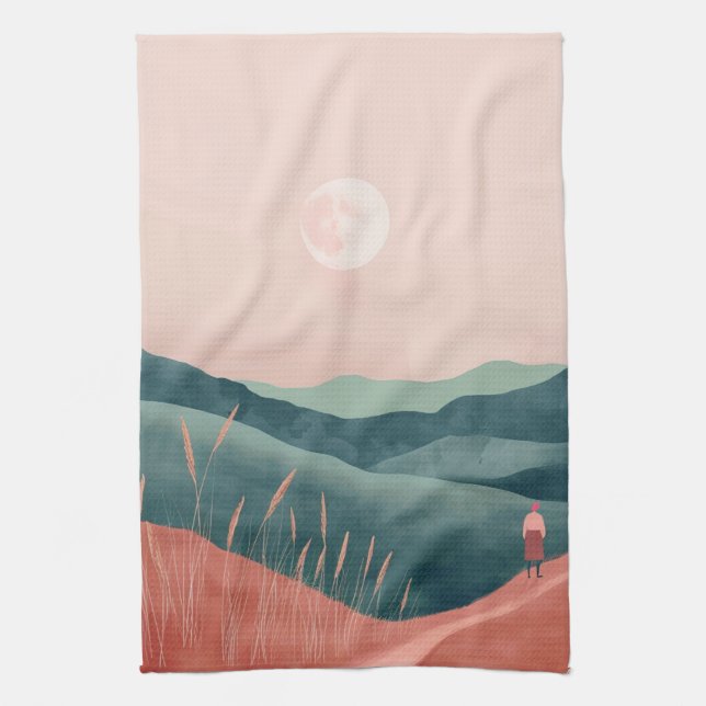 Boho Abstract Landscape (7) Tea Towel (Vertical)