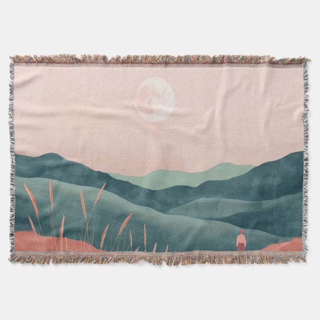Boho Abstract Landscape (7) Throw Blanket (Front)