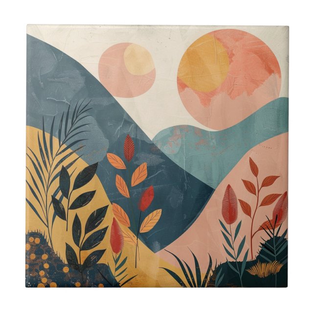Boho Abstract Landscape (8) Tile (Front)